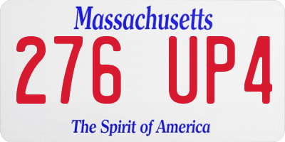 MA license plate 276UP4