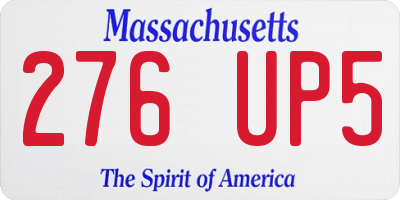 MA license plate 276UP5