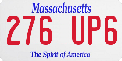 MA license plate 276UP6