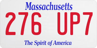 MA license plate 276UP7
