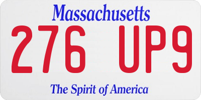 MA license plate 276UP9