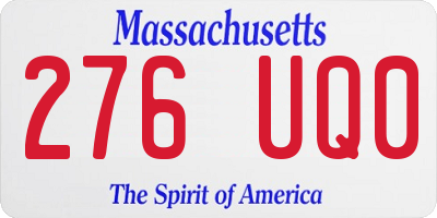 MA license plate 276UQ0