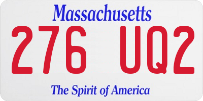 MA license plate 276UQ2