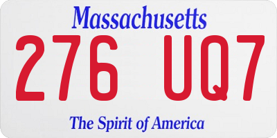 MA license plate 276UQ7
