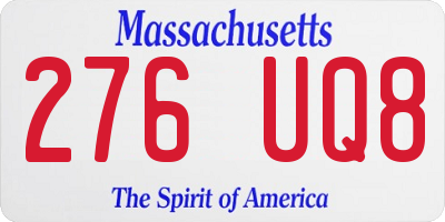 MA license plate 276UQ8