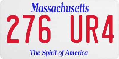 MA license plate 276UR4