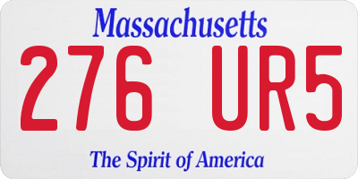 MA license plate 276UR5