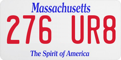 MA license plate 276UR8