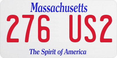 MA license plate 276US2