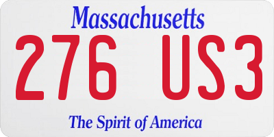 MA license plate 276US3