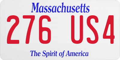 MA license plate 276US4