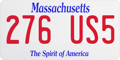 MA license plate 276US5