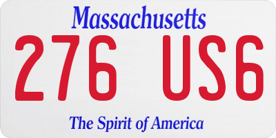 MA license plate 276US6