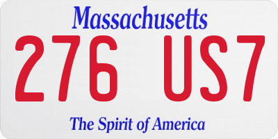 MA license plate 276US7
