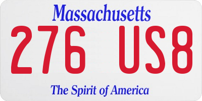 MA license plate 276US8