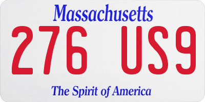 MA license plate 276US9