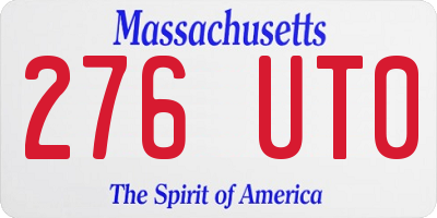 MA license plate 276UT0