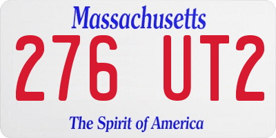 MA license plate 276UT2