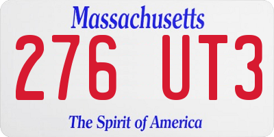 MA license plate 276UT3