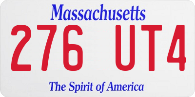 MA license plate 276UT4