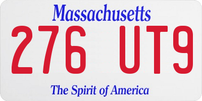 MA license plate 276UT9