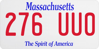 MA license plate 276UU0