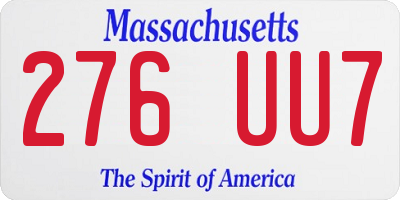 MA license plate 276UU7