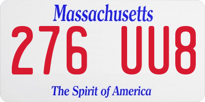 MA license plate 276UU8