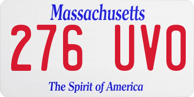 MA license plate 276UV0