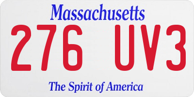 MA license plate 276UV3