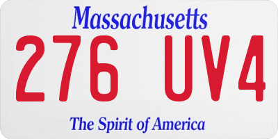 MA license plate 276UV4