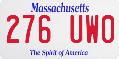 MA license plate 276UW0