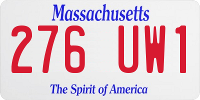 MA license plate 276UW1