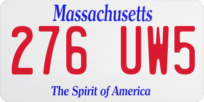 MA license plate 276UW5