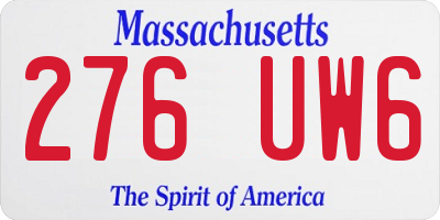 MA license plate 276UW6