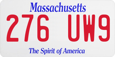 MA license plate 276UW9