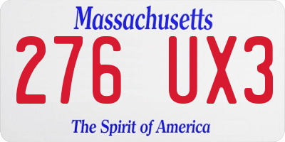 MA license plate 276UX3