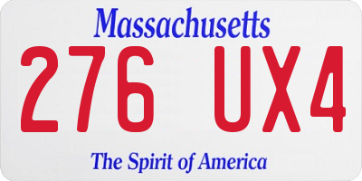 MA license plate 276UX4