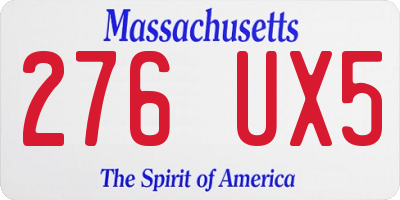 MA license plate 276UX5