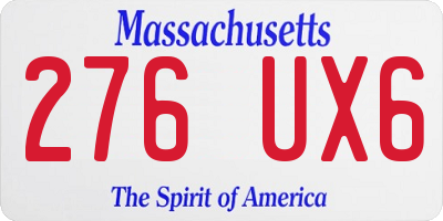 MA license plate 276UX6