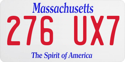 MA license plate 276UX7