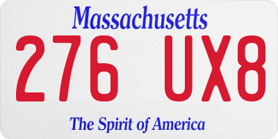 MA license plate 276UX8