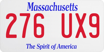 MA license plate 276UX9