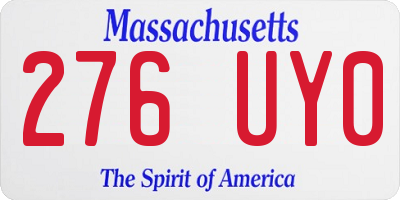 MA license plate 276UY0