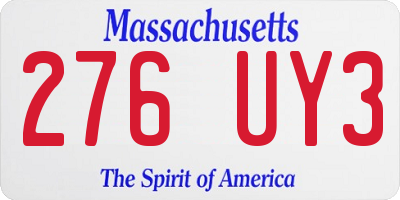 MA license plate 276UY3