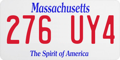 MA license plate 276UY4
