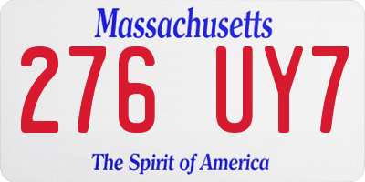 MA license plate 276UY7