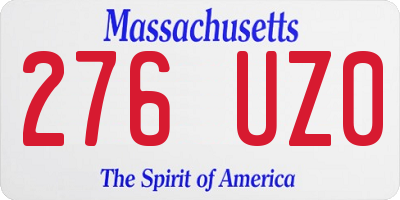 MA license plate 276UZ0