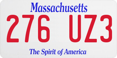MA license plate 276UZ3