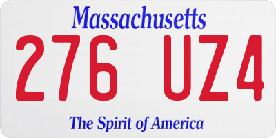 MA license plate 276UZ4